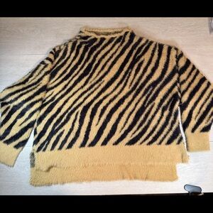 Zebra Print Sweater - Black and Tan